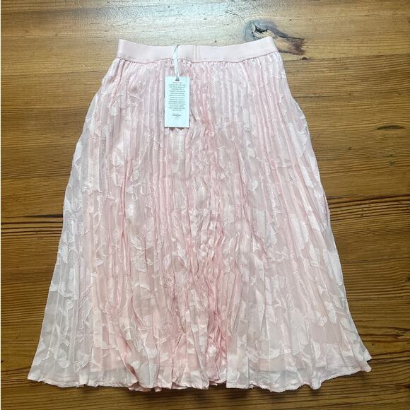 NWT Grace Karin light pink floral pleated elastic waist midi skirt SIZE M - Picture 6 of 6